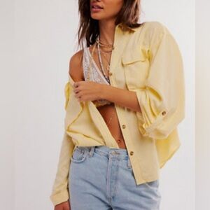 We The Free Made for Sun Linen Shirt color Mellow Yellow